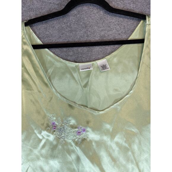 Enchanting Cami Tank Top Women 1X Plus Yellow Satin Lingerie Sleepwear Fairycore - Picture 7 of 8